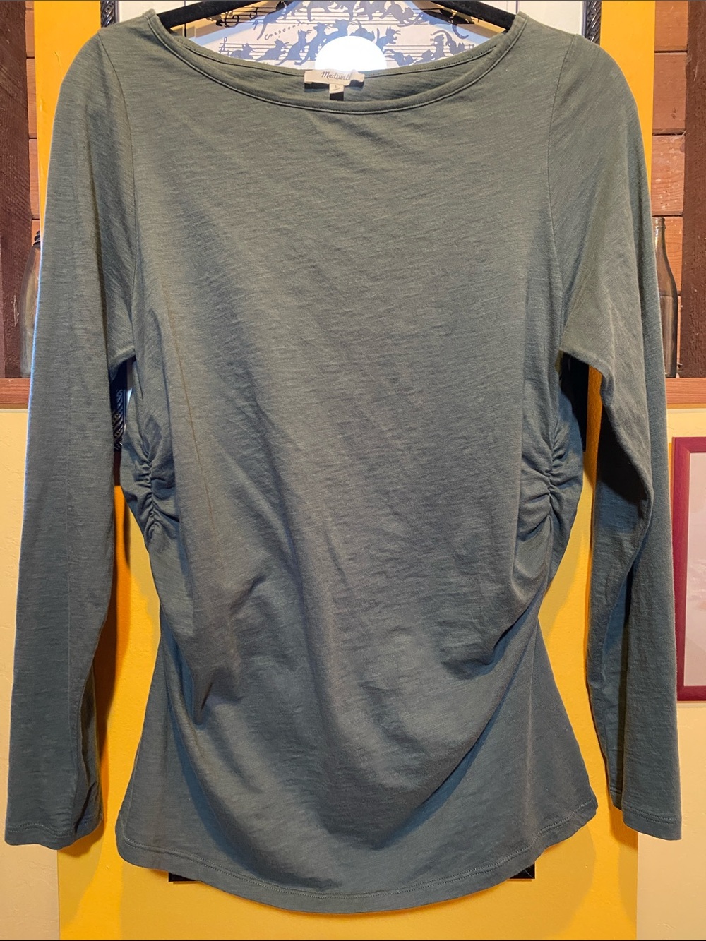 Madewell Cotton Boatneck Ruched Tee